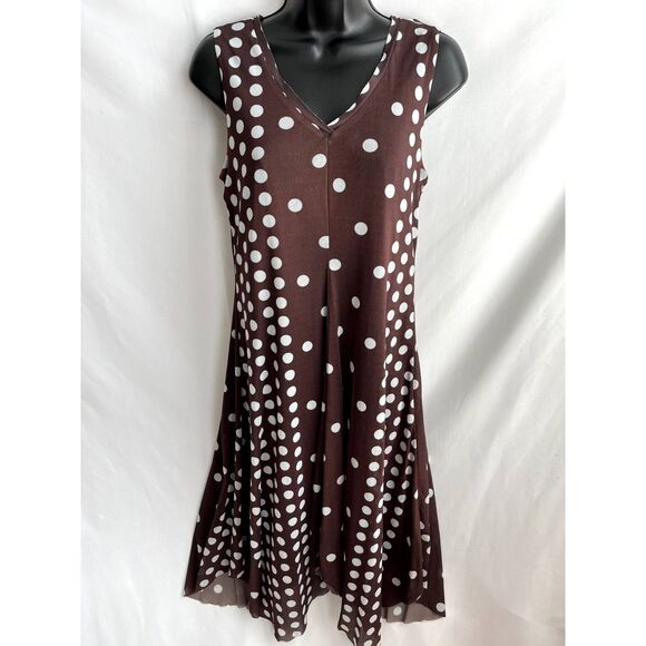 T Tahari Polka Dot Midi Dress Size S Sharkbite Hem Mesh Overlay Retro Pinup Girl - Picture 2 of 12